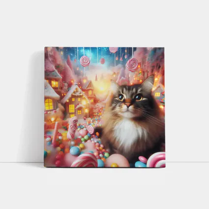 Fluffy Cat in Magical Candy Wonderland