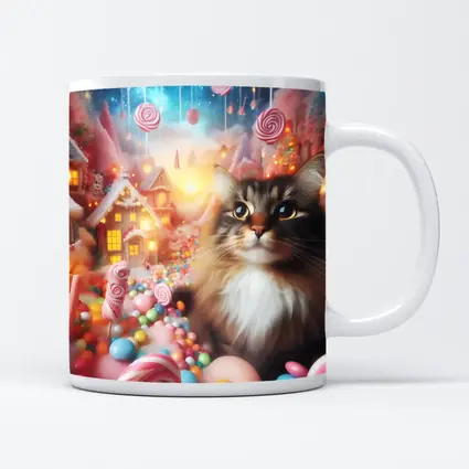 Fluffy Cat in Magical Candy Wonderland