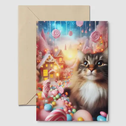 Fluffy Cat in Magical Candy Wonderland