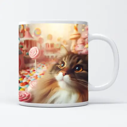 Fluffy Cat in Colorful Candy Fantasy World