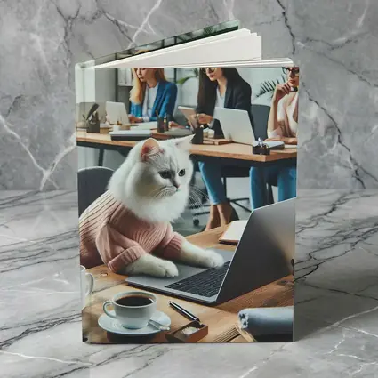 White Cat Working Laptop Office Coworkers