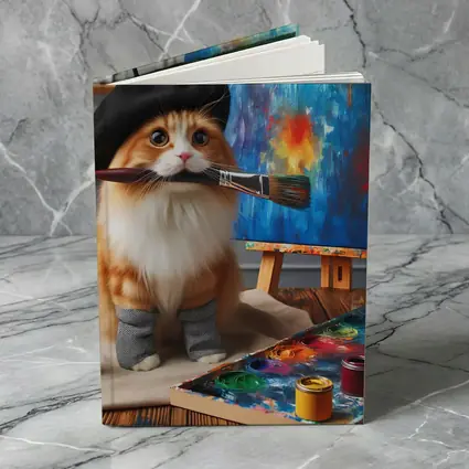 Orange Cat Artist Beret Painting Studio