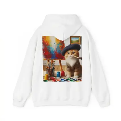 Artist Cat in Beret Painting Studio