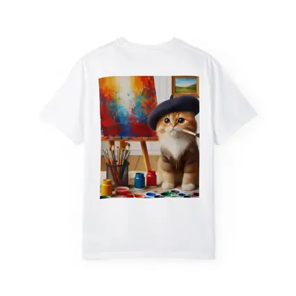 Artist Cat in Beret Painting Studio
