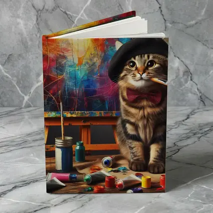 Artist Cat Beret Bow Tie Paint Studio