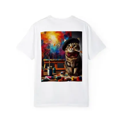 Artist Cat Beret Bow Tie Paint Studio