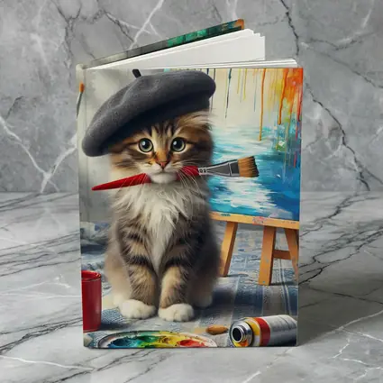 Kitten Artist Beret Painting Studio Canvas