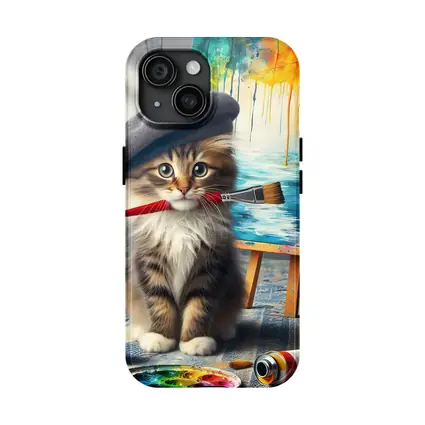 Kitten Artist Beret Painting Studio Canvas