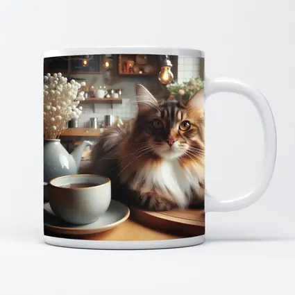 Maine Coon Cat Cozy Cafe Coffee Shop