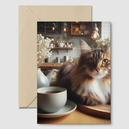 Maine Coon Cat Cozy Cafe Coffee Shop