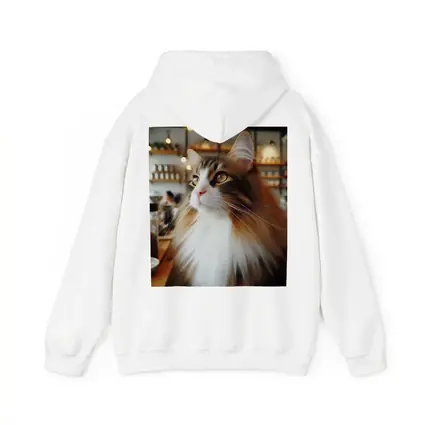 Norwegian Forest Cat Inside Cozy Coffee Shop