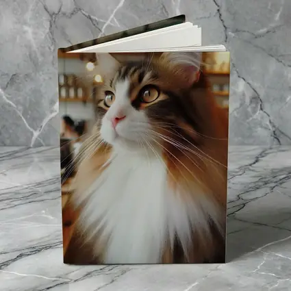 Norwegian Forest Cat Inside Cozy Coffee Shop