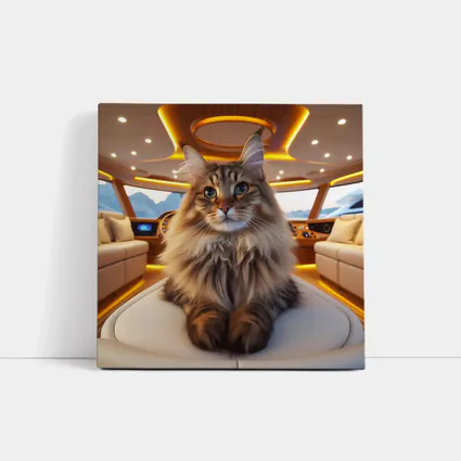 Maine Coon Cat Relaxing Inside Luxury Yacht