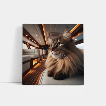 Somali Cat Relaxing Inside Luxury Yacht