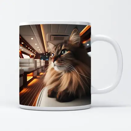 Somali Cat Relaxing Inside Luxury Yacht