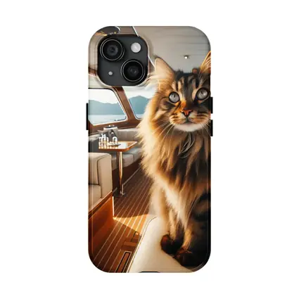 Maine Coon Cat Inside Luxury Yacht Cabin