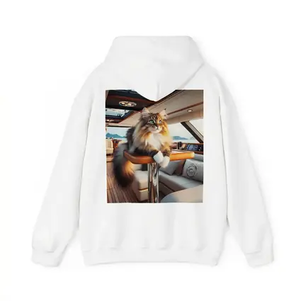 Norwegian Forest Cat Lounging Luxury Yacht Interior