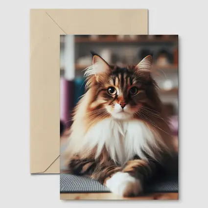 Maine Coon Cat Relaxing on Yoga Mat