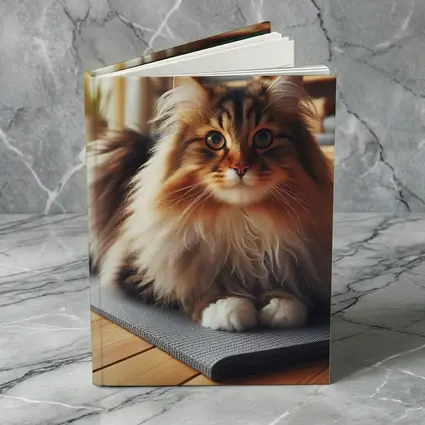 Fluffy Siberian Cat Relaxing on Yoga Mat