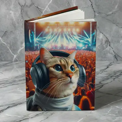 Cat With Headphones At Music Festival