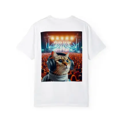 Cat With Headphones At Music Festival
