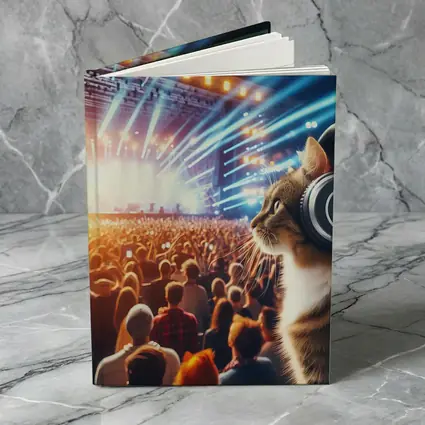 Cat With Headphones At Music Concert