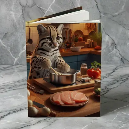 Ocelot Cooking In Cozy Kitchen Scene