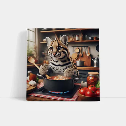Ocelot Chef Cooking in Cozy Kitchen
