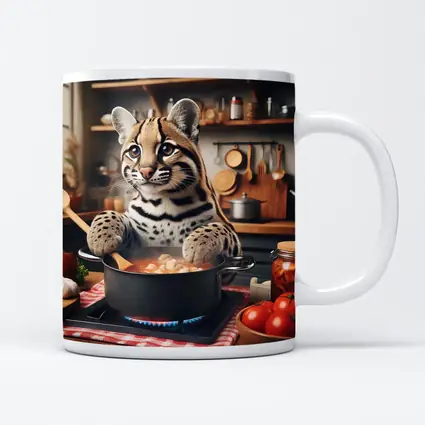 Ocelot Chef Cooking in Cozy Kitchen