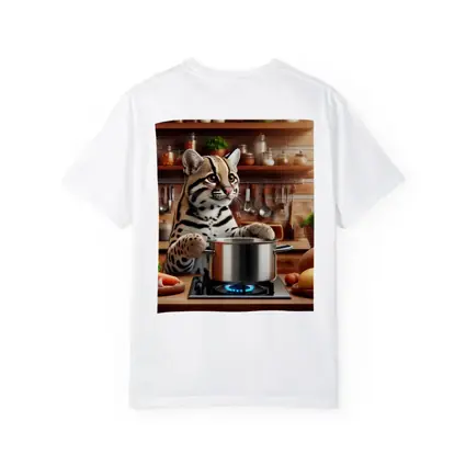 Ocelot Cooking in Rustic Kitchen Scene