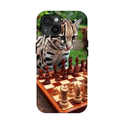 Ocelot Playing Chess in Jungle Garden