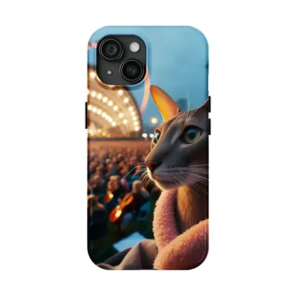 Abyssinian Cat At Outdoor Concert Night