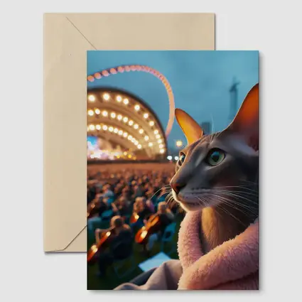 Abyssinian Cat At Outdoor Concert Night