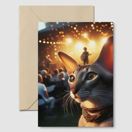 Oriental Shorthair Cat Outdoor Concert Night