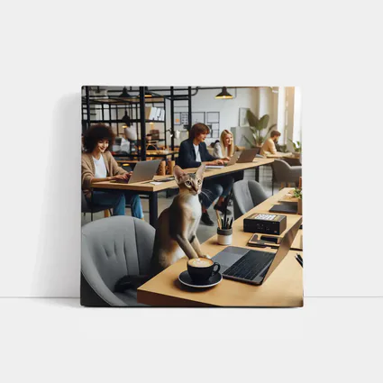Abyssinian Cat at Modern Office Desk