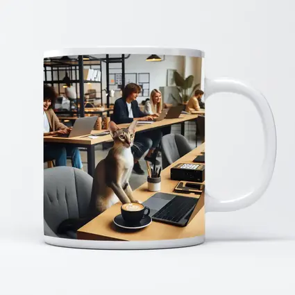 Abyssinian Cat at Modern Office Desk