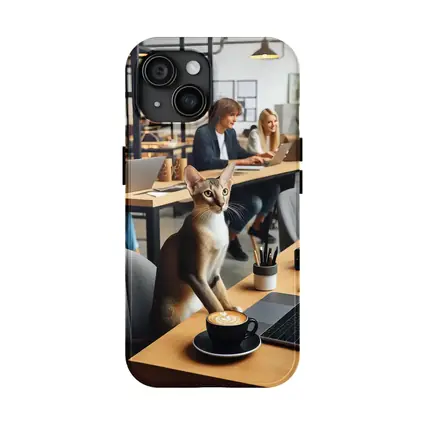 Abyssinian Cat at Modern Office Desk