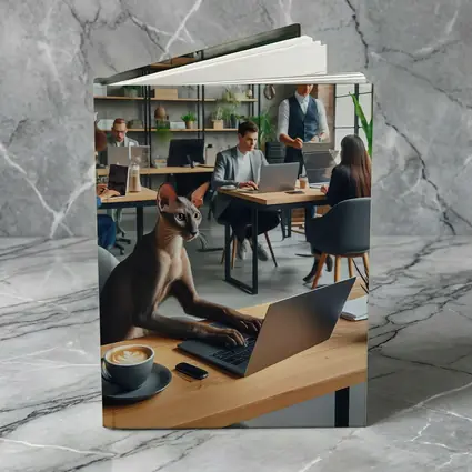 Sphynx Cat Working Laptop Coworking Office
