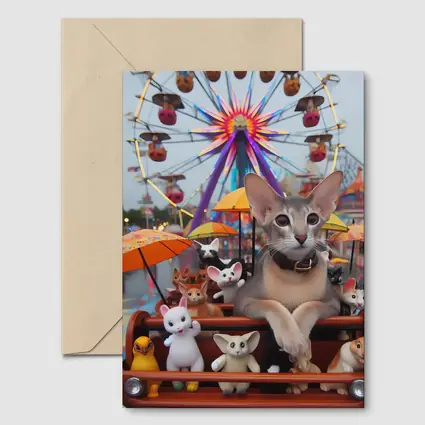 Abyssinian Cat Carnival Ferris Wheel Scene