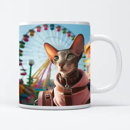 Oriental Shorthair Cat at Colorful Amusement Park