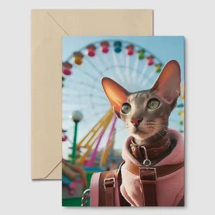 Oriental Shorthair Cat at Colorful Amusement Park