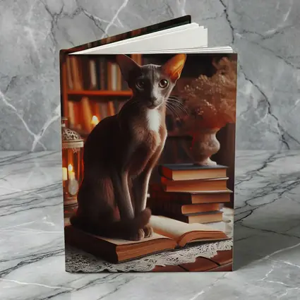 Oriental Shorthair Cat Cozy Library Setting