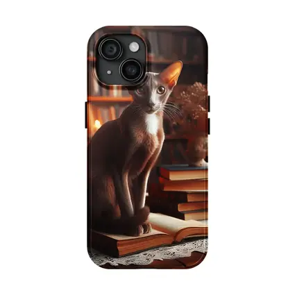 Oriental Shorthair Cat Cozy Library Setting