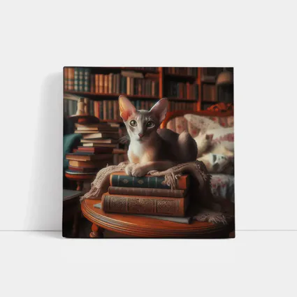 Oriental Shorthair Cat Library Cozy Books