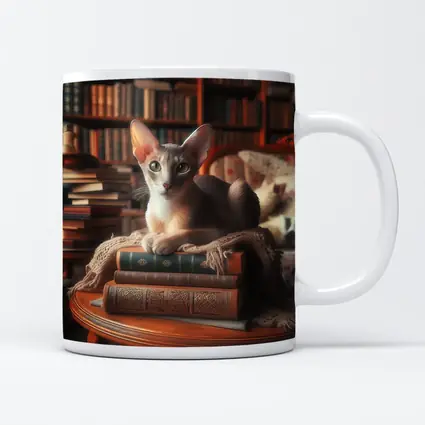 Oriental Shorthair Cat Library Cozy Books