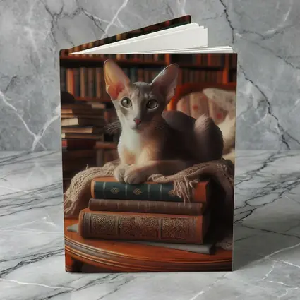 Oriental Shorthair Cat Library Cozy Books
