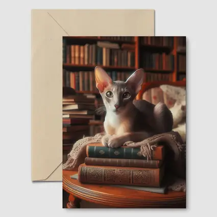 Oriental Shorthair Cat Library Cozy Books