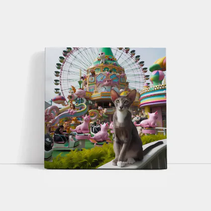 Oriental Shorthair Cat Colorful Amusement Park