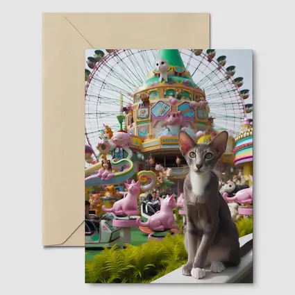 Oriental Shorthair Cat Colorful Amusement Park