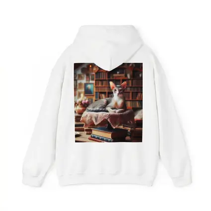 Abyssinian Cat Resting in Cozy Library